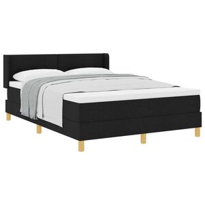 vidaXL Cama Box com colch&atilde;o com cabeceira Preto 200 x 140 cm Poli&eacute;ster
