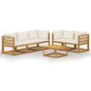 vidaXL 6 pcs conjunto lounge jardim c/ almofad&otilde;es ac&aacute;cia maci&ccedil;a creme