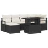 vidaXL Conjunto de Sof&aacute; de Jardim 7 unid. Preto e Creme vime PE