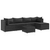 vidaXL 6 pcs conjunto lounge de jardim c/ almofad&otilde;es vime PE preto