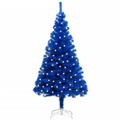 vidaXL Árvore de Natal artificial pré-iluminada + suporte PVC azul