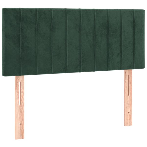 vidaXL Cabeceira de cama c/ luzes LED veludo 90x5x78/88cm verde-escuro