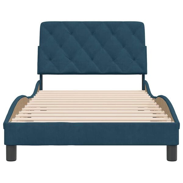 vidaXL Estrutura de cama sem colch&atilde;o 100x200 cm veludo azul