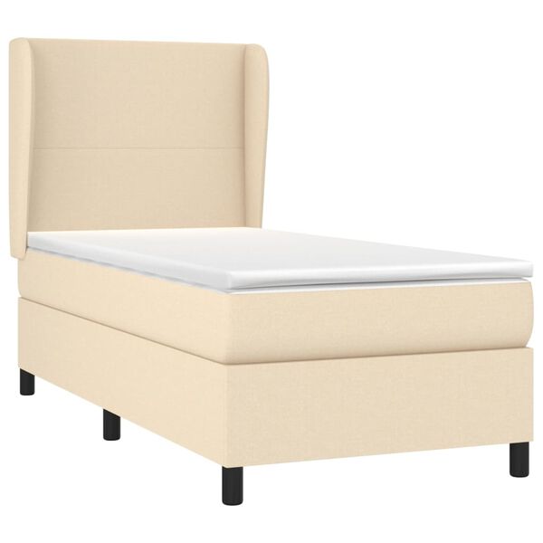 vidaXL Cama com molas/colch&atilde;o 80x200 cm tecido cor cr&egrave;me