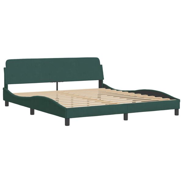 vidaXL Cama com colch&atilde;o Hanko 180x200 cm veludo verde-escuro