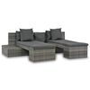 vidaXL Conjunto lounge de jardim c/ almofad&otilde;es 4 pcs vime PE cinzento