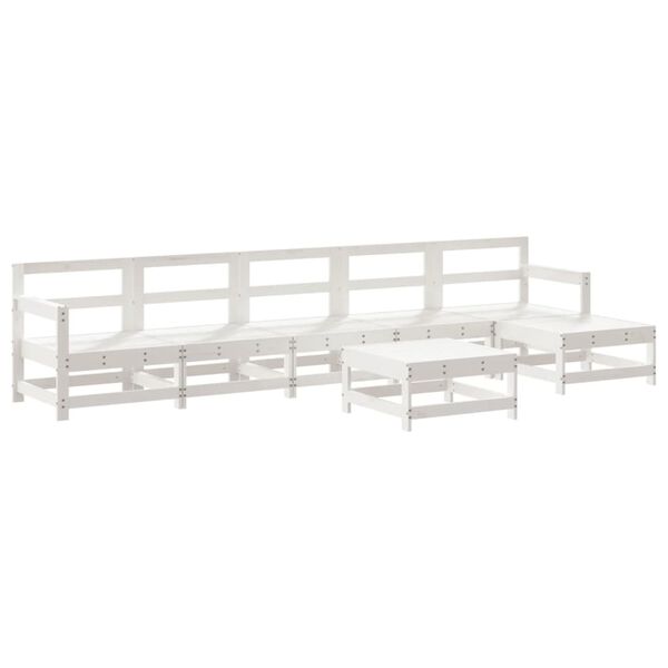 vidaXL 7 pcs conjunto lounge de jardim pinho maci&ccedil;o branco