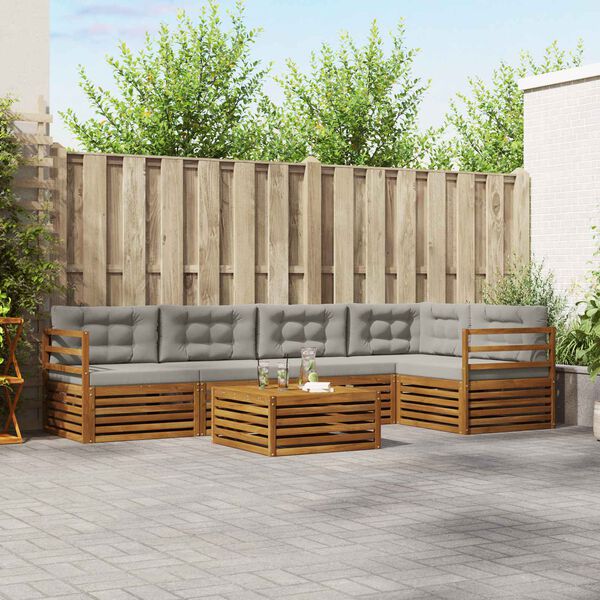 vidaXL Conjunto de Sof&aacute;s para Exterior 6 pcs Cinza Natural e Claro