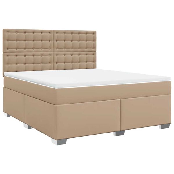 vidaXL Cama com molas/colch&atilde;o 180x200 cm couro artificial cappuccino