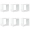 vidaXL Prateleiras parede forma de cubo 6pcs 22x15x22 cm branco brilh.