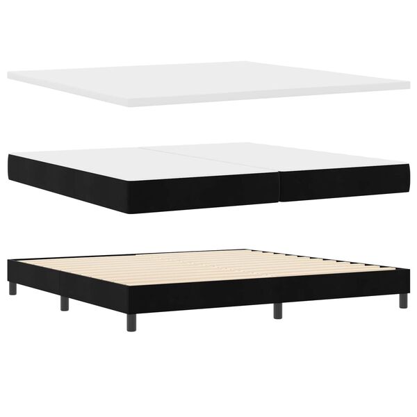 vidaXL Cama Box com colch&atilde;o com cabeceira Preto 200 x 200 cm Veludo