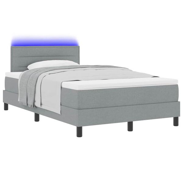 vidaXL Cama Box com colch&atilde;o com led Cinzento-claro 120 x 190 cm tecido