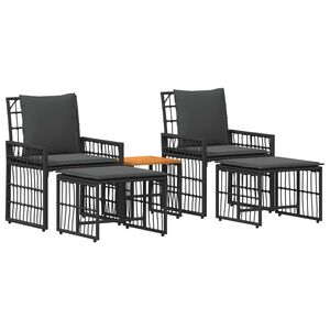 vidaXL Conjunto de M&oacute;veis para Exterior 5 unid. Preto e Cinza Escuro