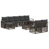 vidaXL Conjunto de Sof&aacute; de Jardim 10 unid. Cinzento vime PE