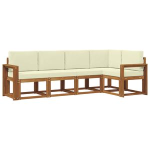 vidaXL Conjunto de Sof&aacute;s para Exterior 5 pcs Natural e Creme