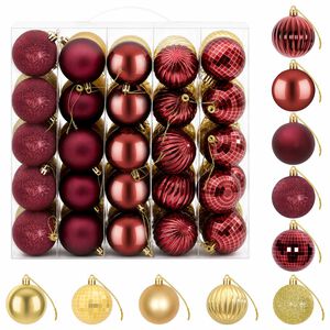 vidaXL Conjunto de Bolas de Natal 75 unid. Dourado e vermelho vinho