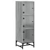 vidaXL Aparador alto c/ portas de vidro 35x37x120 cm cinzento sonoma