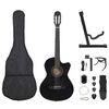 vidaXL 12 pcs conjunto de guitarra com equalizador e 6 cordas preto