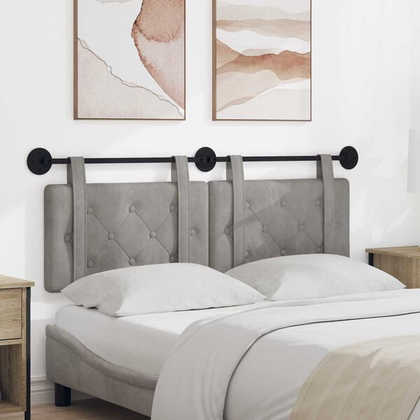 vidaXL Cabeceira Suspensa Cinzento-claro 130 x 55 x 5 cm Veludo