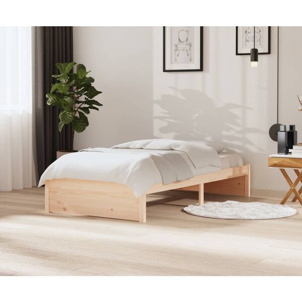 vidaXL Estrutura de cama 100x200 cm madeira maci&ccedil;a branco
