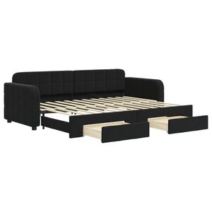vidaXL Sof&aacute;-cama com gavet&atilde;o e gavetas 80x200 cm veludo preto