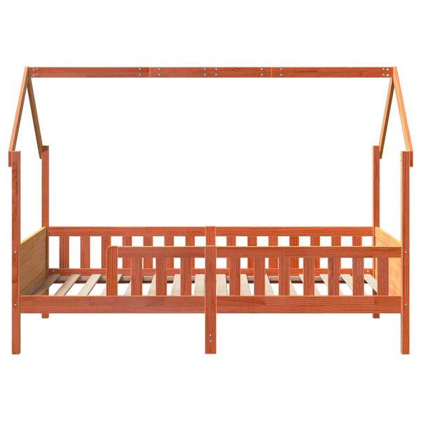 vidaXL Cama infantil formato casa 90x200 cm pinho maciço castanho-mel