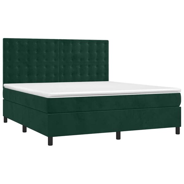 vidaXL Cama com molas/colch&atilde;o 160x200 cm veludo verde-escuro