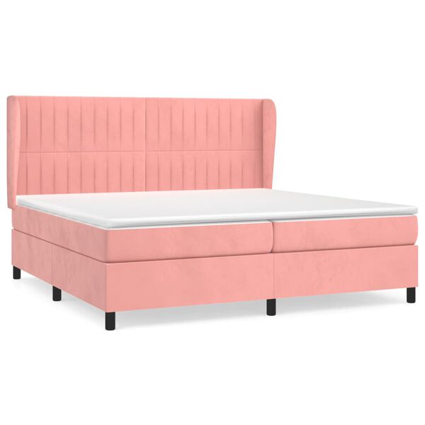 vidaXL Cama com molas/colch&atilde;o 200x200 cm veludo rosa