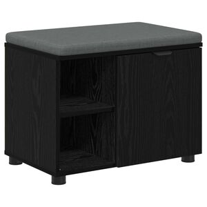 vidaXL Banco de Hall com almofada Carvalho Preto 60 x 38 x 46 cm