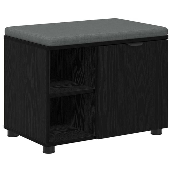 vidaXL Banco de Hall com almofada Carvalho Preto 60 x 38 x 46 cm