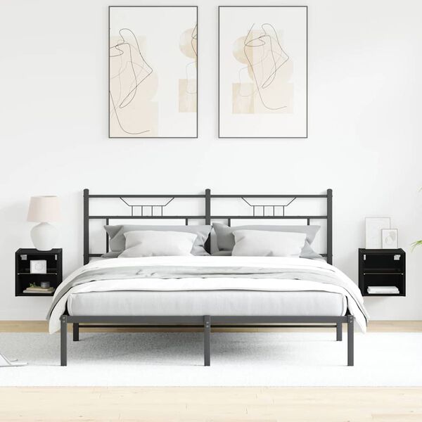 vidaXL Cabideiro de Parede LED com Preto Madeira processada