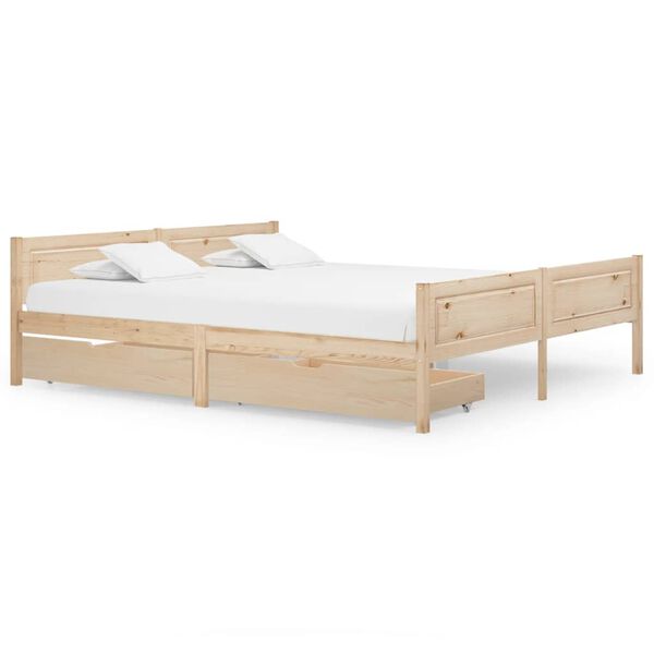 vidaXL Estrutura de cama com 2 gavetas 180x200 cm pinho maci&ccedil;o