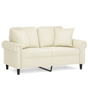 vidaXL Sof&aacute; 2 lugares c/ almofadas decorativas 120 cm veludo creme