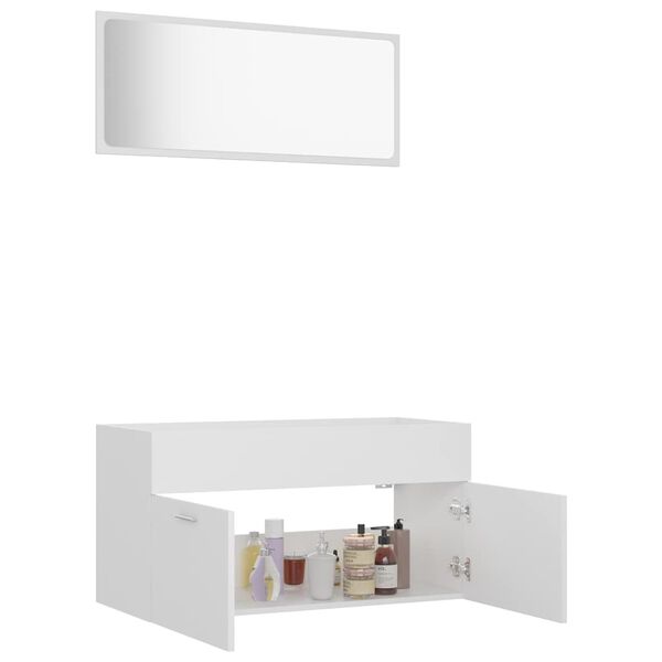 vidaXL 2 pcs conjunto de móveis de casa de banho contraplacado branco