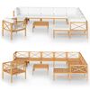 vidaXL 12 pcs conj. lounge jardim c/ almofad&otilde;es cor creme teca maci&ccedil;a