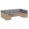 vidaXL Conjunto de Sof&aacute; de Jardim 9 unid. Bege vime PE