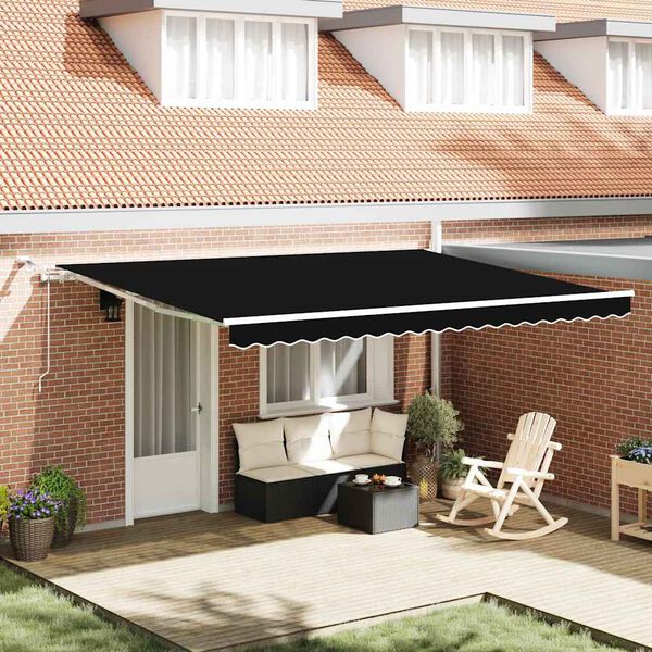 vidaXL Toldo Retr&aacute;til Preto 450 &times; 300 cm Poli&eacute;ster e Metal