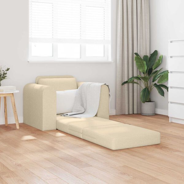 vidaXL Sof&aacute;-Cama Creme 98 x 71 x 83 cm tecido