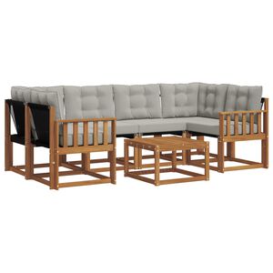 vidaXL Conjunto de Sof&aacute;s para Exterior 7 unid. Cinza Natural e Claro