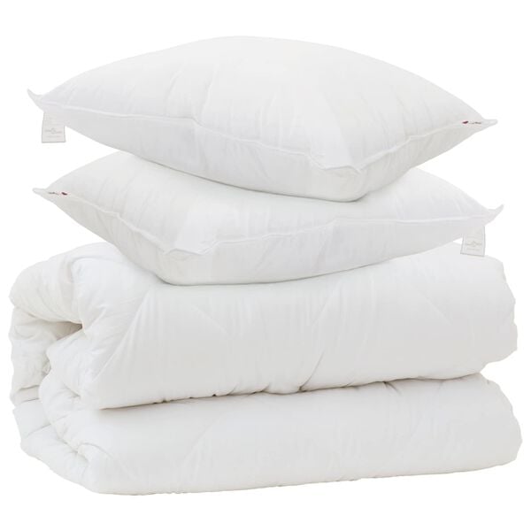 vidaXL Duvet com Travesseiros com travesseiro 3 pcs Branco Microfibra