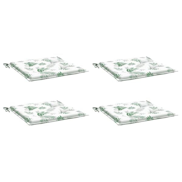 vidaXL Almofad&otilde;es p/ cadeira 4pcs 50x50x4cm tecido padr&atilde;o folhas
