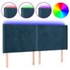 vidaXL Cabeceira cama c/ luzes LED veludo 203x16x118/128cm azul-escuro