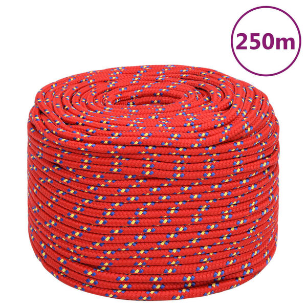 vidaXL Corda de barco 6 mm 250 m polipropileno vermelho