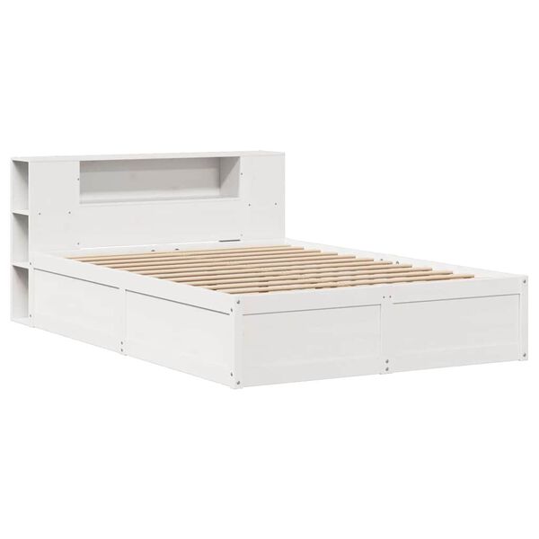 vidaXL Cama sem colch&atilde;o 140x200 cm madeira de pinho maci&ccedil;a branco