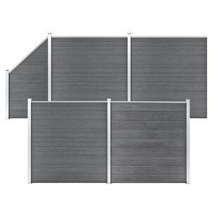 vidaXL Painel veda&ccedil;&atilde;o WPC 4 quadrados + 1 inclinado 792x186cm cinzento