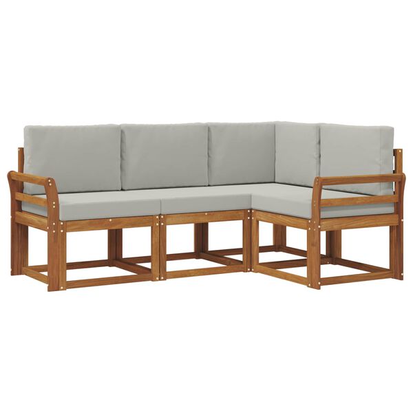 vidaXL Conjunto de Sof&aacute;s para Exterior 4 pcs Cinza Natural e Claro