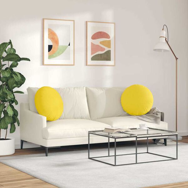 vidaXL Almofadas de Assento 2 pcs Amarelo Claro &Oslash;50 x 19 cm tecido