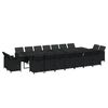 vidaXL 19 pcs conjunto jantar p/ jardim c/ almofad&otilde;es vime PE preto