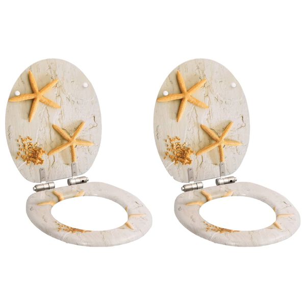 vidaXL Assentos sanita 2 pcs c/ tampas fecho suave MDF design estrelas