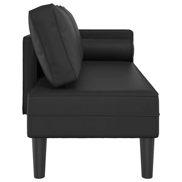 vidaXL Chaise longue com almofad&otilde;es couro artificial preto
